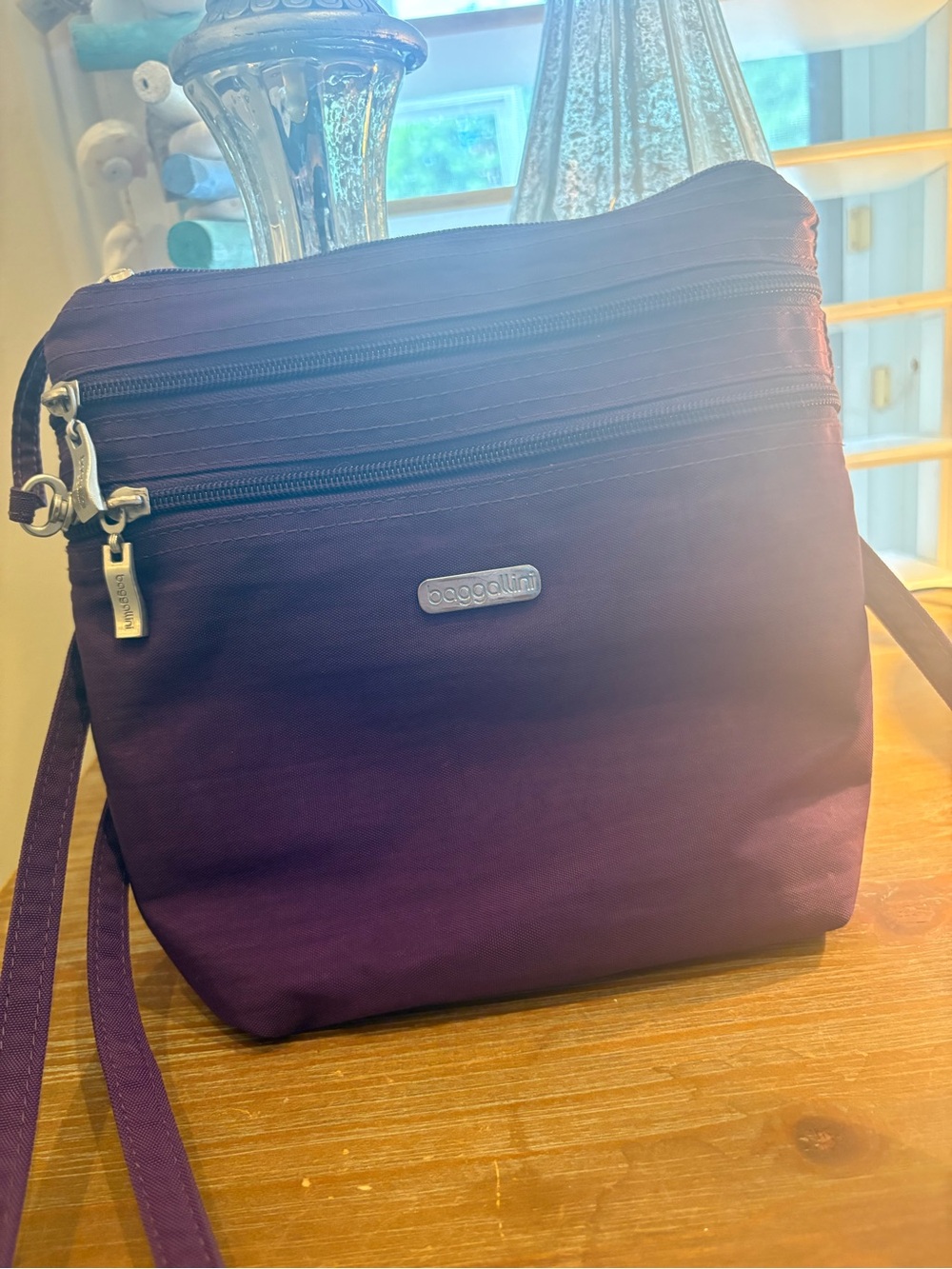 Baggallini Purple Crossbody Bag with Multiple Zips